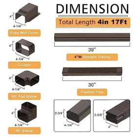 Lb-lsck-01 Ac Parts Limited 4 Inch W 17 Ft Mini Split Line Set Cover Pvc Decorative Pipe Brown-4 #3