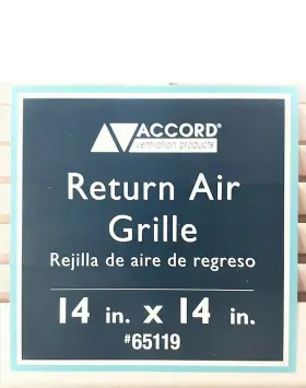 065119 Accord White Heavy Guage Steel Return Air Grille 14x14 Inch 1/2 Fin Spacing #2