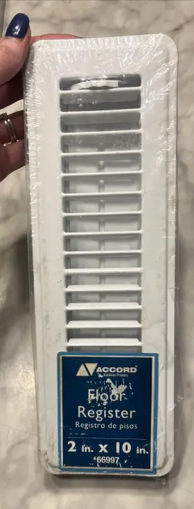 66997 Accord Nip Steel Floor Register With Damper For Duct Opening 2 Inch X 10 #66997 White