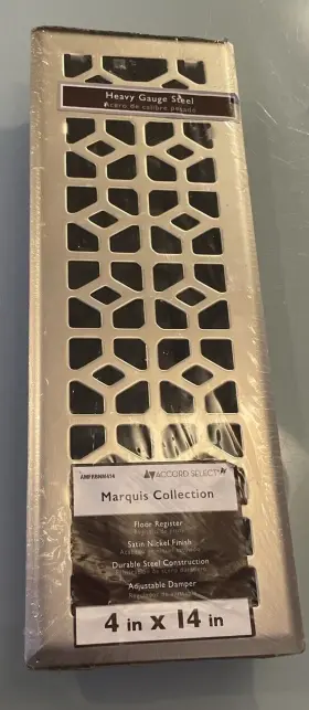 Amfrbnm414 Accord Select Marquis Collection 4 Inch X 14 Floor Register Satin Nickel Finish