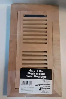 Aofmwu410 Accord Select 4 Inch X10 Unfinished White Oak Wood Floor Register Flush Mount New