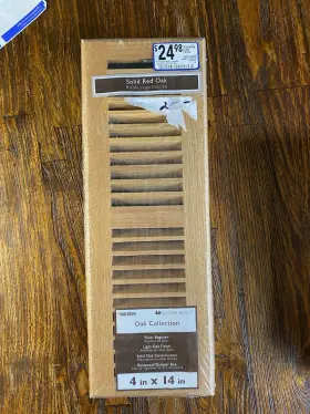 0063859 Accord Select Floor Register Vent Red Oak 4 Inch X 14 Rustproof Damper Box