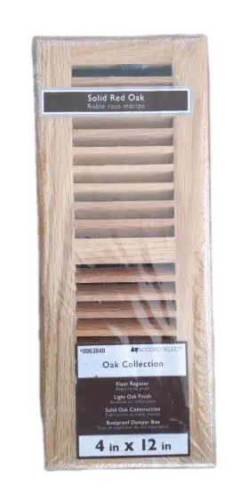 0063848 Accord Select 611918020044 Floor Register Vent Damper Box 4 X 12 Red Oak Collection