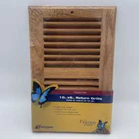 Aorgoll106 Accord Ventilation Supreme Light Oak Return Grille 10in X 6in Duct Opening Solid