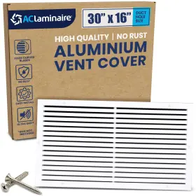 Aclaminaire 708881361489 30 Inch X16 Aluminum Air Return Grill Vent Cover - Rustproof Ceiling And Wall Mount