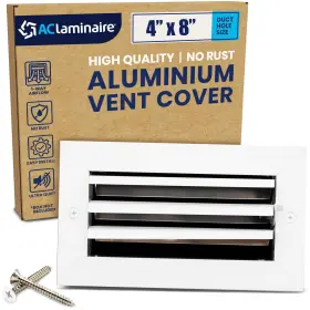 Aclaminaire 708881361526 4x8 Inch Duct Opening Aluminum 1-way Air Flow Vent Cover For Wall Or