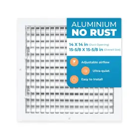 Air 360 850037936663 14x14 Aluminum Wall Vent Ac Grille Rustproof With Adjustable Blades White