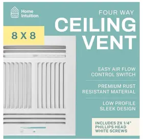 1010669796 Air Vent Home Intuition 8 Inch X 4-way Covers For Ceiling White