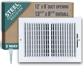 Air Vent 764613097610 Handua Register Cover Grille Fits 12x8 Duct Opening 2 Way Steel Supply
