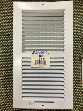 Airmate 053713858970 12 Inch X 6 White Air Vent Cover