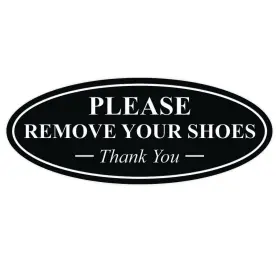 All Quality 644558892573 Oval Please Remove Your Shoes Thank You Sign - Durable Material Easy Instal