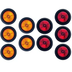 Astp2009r5a5 All Star Truck Parts 5x Red Amber 2 Inch Round Trailer 9 Led Clearance Side Marker Lights Dot
