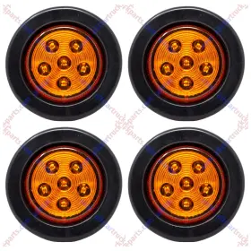 Astp2506ra All Star Truck Parts 2.5/2-1/2 Inch Round 6 Led Red/amber Light Trailer Side Marker Clearance Gr