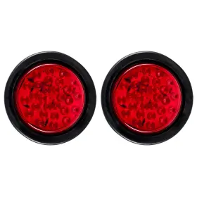 Astp5024-2r All Star Truck Parts Qty 2 Red 4 Inch Round 28 Led Stop/turn/tail Brake Running L