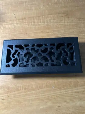 0063819 Allen Roth Decorative Floor Register 4 Inch X 10 Matte Black Cast Iron Look