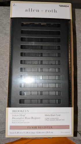 Registers-5994854-matte Allen Roth 5994854 2ct-allen Brooklyn 4 Inch X10 Metal Floor Black Finish