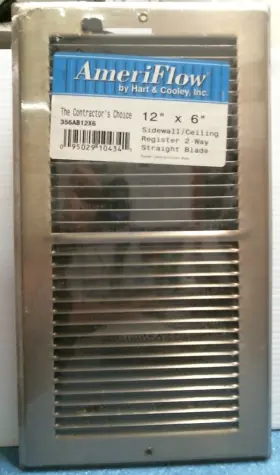 10434 Ameriflow 12 Inch X6 Sidewall/ceiling Register 2-way Fs