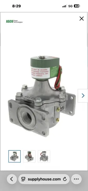 8214250csa-24v Asco - 1 Inch N/c Gas Shutoff Vlv