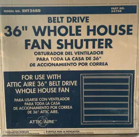 Sht36bd Attic Aire Shutter For Whole House Fan 36 Inch White New In Box