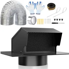 Bamgoten 313109514539 4 Inch Roof Vent Cap Kit Removable Exhaust With Damper For Ventilatio
