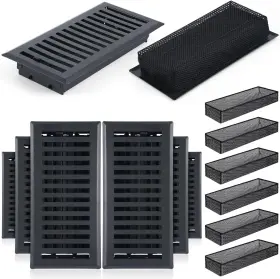 Sil-baquler-379 Baquler 12 Pcs Floor Register With Cover Trap 4 Inch X 10 Set Including 6 Walkable Design