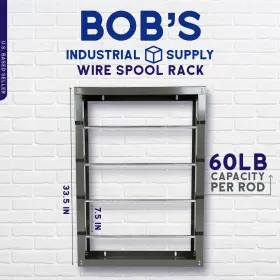 Bisupply 840145823672 Wall Mount Electrical Wire Spool Rack Holder - 4 Rod Cable For Ribbon F #2