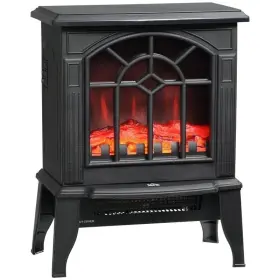 Blyt4736 Black Electric Fireplace Heater Realistic Log Flame Led With