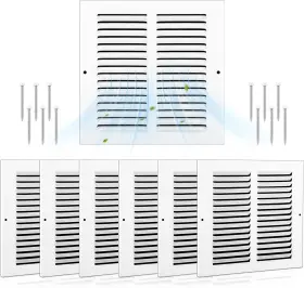 Dib-blulu-1905 Blulu 6 Pack 8 Inch X8 White Air Vent Covers Duct Opening Steel Return Grilles For Side