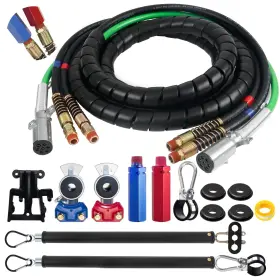 12ft-nrh-44-23-38-2pc16st Boeray 12ft 3-in-1 Semi Truck Air Hose Kit With 2 Tender Springs And Electrical Cable