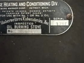 178c Borg Warner Corp Norge Vintage Oil Burning Stove Heating And Conditioning Ul Inspected