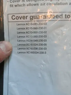 0626cp Brinmar Lennox Air Conditioner Cover For 35 Inch L 30 1/2 W 44 7/8 Hi Cabinet
