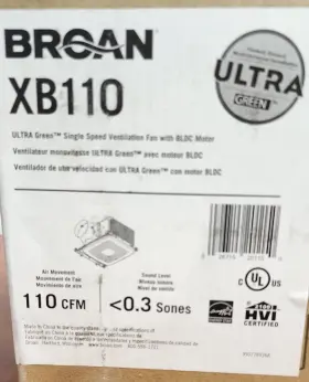 Xb110 Broan 026715201150 Broan-nutone Ultra Green Xb Series 110cfm Ceiling Bathroom Ventilation Fan #2