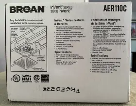 Aer110c Broan Nutone Ventilation Fan 110 Cfm Bathroom Ez Roomside Installation #2