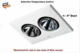 Broan Bathroom Ceiling Exhaust Fan 710165692360 Two-bulb Heater/ Light Toilet White Ventilation