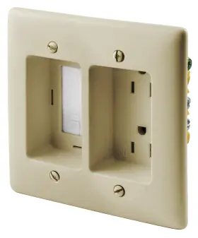 Rr1512i Bryant Electric 883778305825 2-gang Recessed Tv Connection Outlet Plate With 15 Amp 125v Tamper-re #2