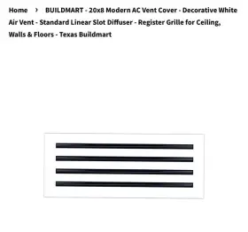 Buildmart 661706507110 20x8 Modern Ac Vent Cover - Decorative White Air