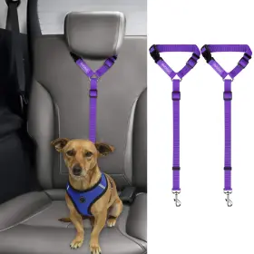 C0044-purple Bwogue 2 Packs Dog Cat Safety Seat Belt Strap Car Headrest Restraint Adjustab