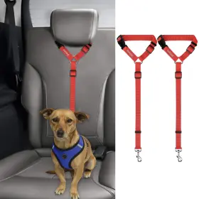 C0044-red Bwogue 2 Packs Dog Cat Safety Seat Belt Strap Car Headrest Restraint Adjustab