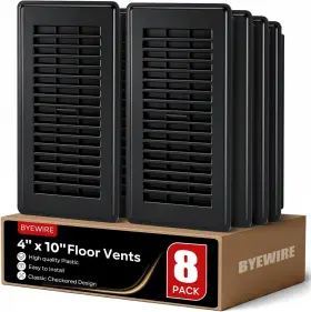 Byewire 313056084093 4x10 Floor Register Plastic Vent Covers Black 8 Pack For Home Side