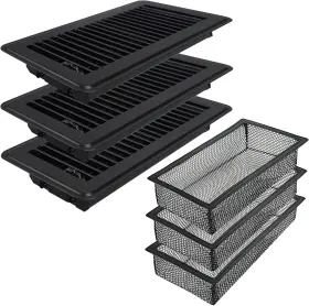Byewire 445052645671 Floor Register 3 Pack 4 Inch X 10 Duct Opening Size Easy Adjust Vent Deflector