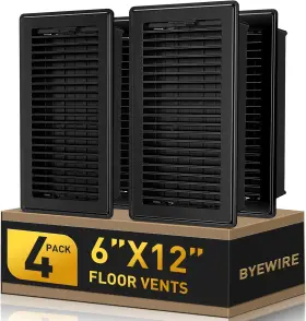 B0dt424b4x Byewire Floor Register Fit 6x12 And 12x6 Duct Opening Heavy Duty Walkable Vent Black