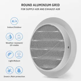 Calimaero 054503000209 Wsgg 4 Inch Gray Round Metal Air Vent Grill Cover Flat Louver W #3