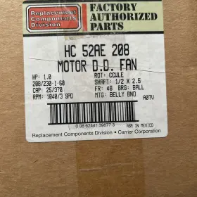 Hc52ae208 Carrier Motor 1 Hp 208-230v 1040 Rpm Ccw