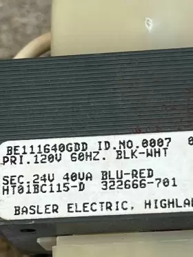 Be111640gdd Carrier Ht01bc116-d Basler Electric 24v 40va Transformer Furnace