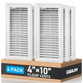 Casajoy 768253562477 6 Pack Heavy Duty Floor Vents Registers 4 X 10 Inch - New