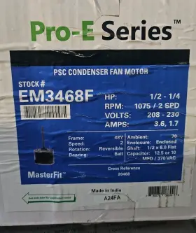 Em3468f Century Condenser Fan Motor 1/2 Hp 208-230v 48y Rolled Steel Reversible