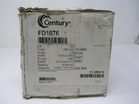 Fd1076 Century Fan And Blower Motor 3/4 Hp 208-230v 1075 Rpm