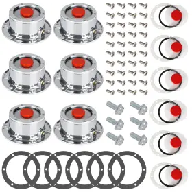 343-4009 Cheemuii 6 Pack Trailer Hub Caps With Oil Window Cover Kit Set 343