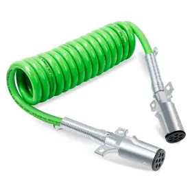 Rlx-hc8053 Cheemuii 7 Way Coiled Trailer Cord 15 Ft Green Abs Electrical Power Coil Heavy Duty Ca
