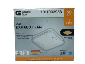 Bf1103 Commercial Electric 50 Cfm Ceiling Mount Room Side Installation Bathroom Exhaust Fan With Night Light